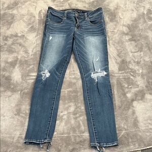 American Eagle Outfitters Women's Ripped Blue Skinny Jeans